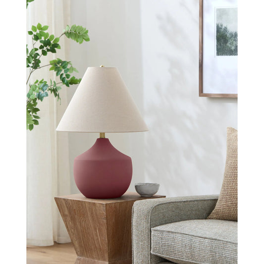 Benson Accent Table Lamp with Plain Shade by Livabliss in hand painted. Made from ceramic, linen, polyester, iron in a modern style.