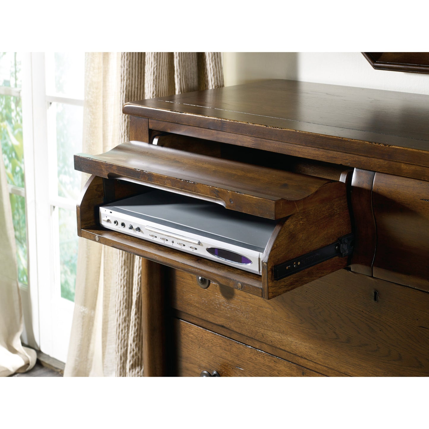 006 SI-1748322 | Lifestyle | Archivist Bureau by Hooker Furniture in pecan. Made from pecky pecan veneers, felt in a cottage & farmhouse style.