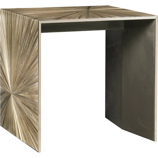 Terra Waterfall End Table by Jonathan Charles in natural straw. Made from straw in a modern style.
