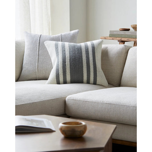 Brett Pillow - 496163 by Becki Owens x Livabliss in off-white, sage, light silver, nickel, metallic - silver. Made from front: 100% wool, back: 70% wool, 30% nylon in a modern style.