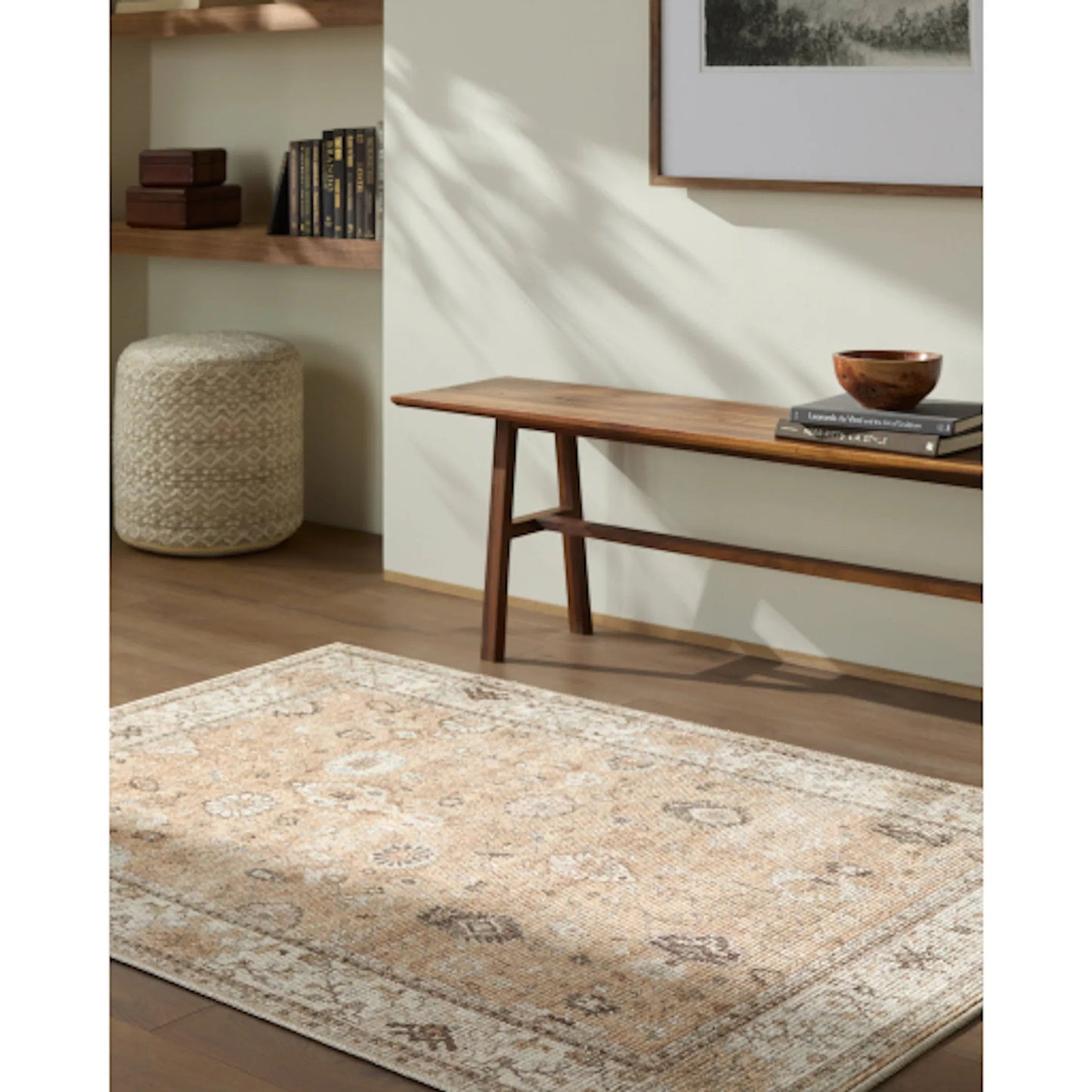 002 SI-2385807 | Lifestyle | Davina BOCC-2303 Rug by Becki Owens x Livabliss in cream, dark brown, brown, dusty sage, tan. Made from polyester in a unique style.