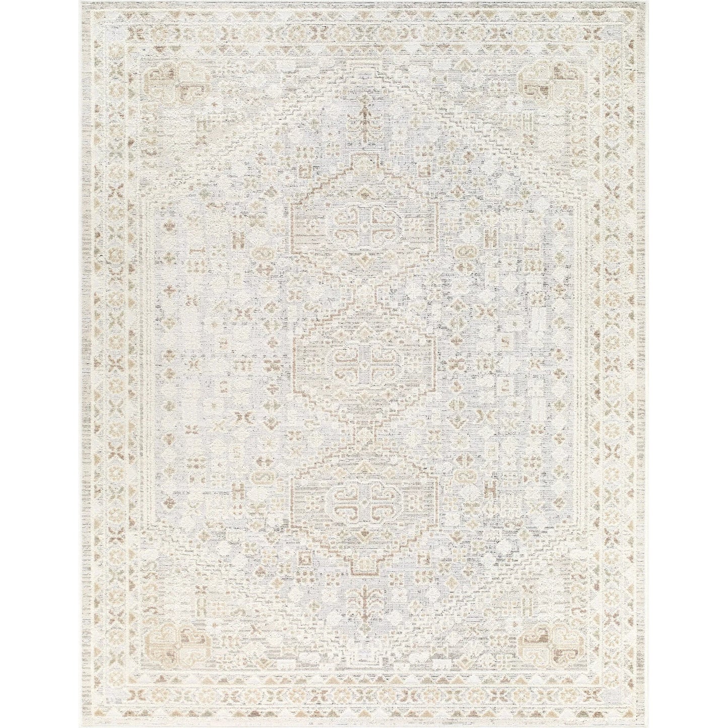001 SI-2530111,SI-2530112,SI-2530113 | Primary Silo | Carmela BOCM-2304 Rug by Becki Owens x Livabliss in ivory, beige, light beige, tan, medium gray. Made from polyester, polypropylene in a unique style.