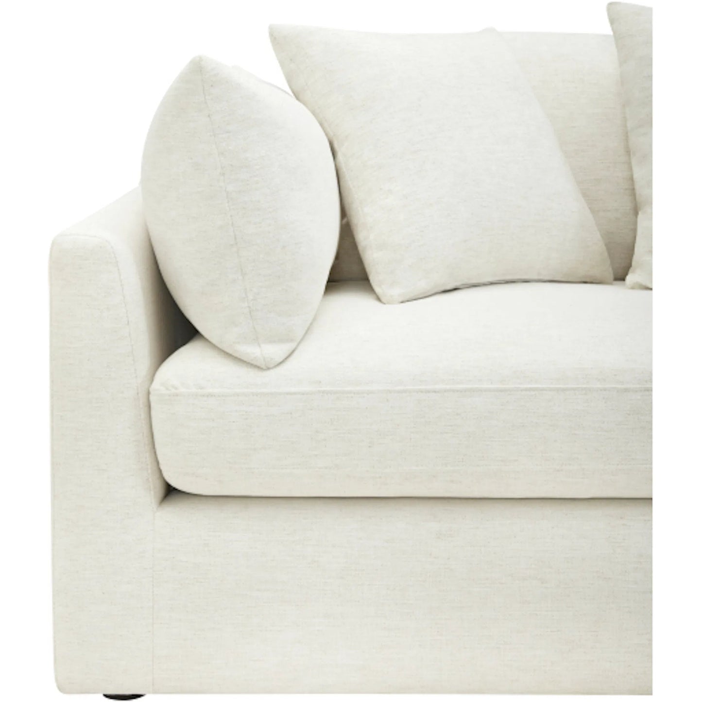 002 SI-2379517 | Additional Silo | Capitola Sofa by Becki Owens x Surya in off-white. Made from polyester, linen, plywood, foam, duck feathers in a unique style.