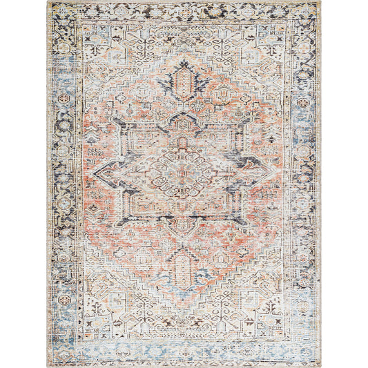 Darling Rug - 527939 by Becki Owens x Livabliss in dusty coral, dark brown, oatmeal, cream, denim, tan. Made from polyester in a unique style.