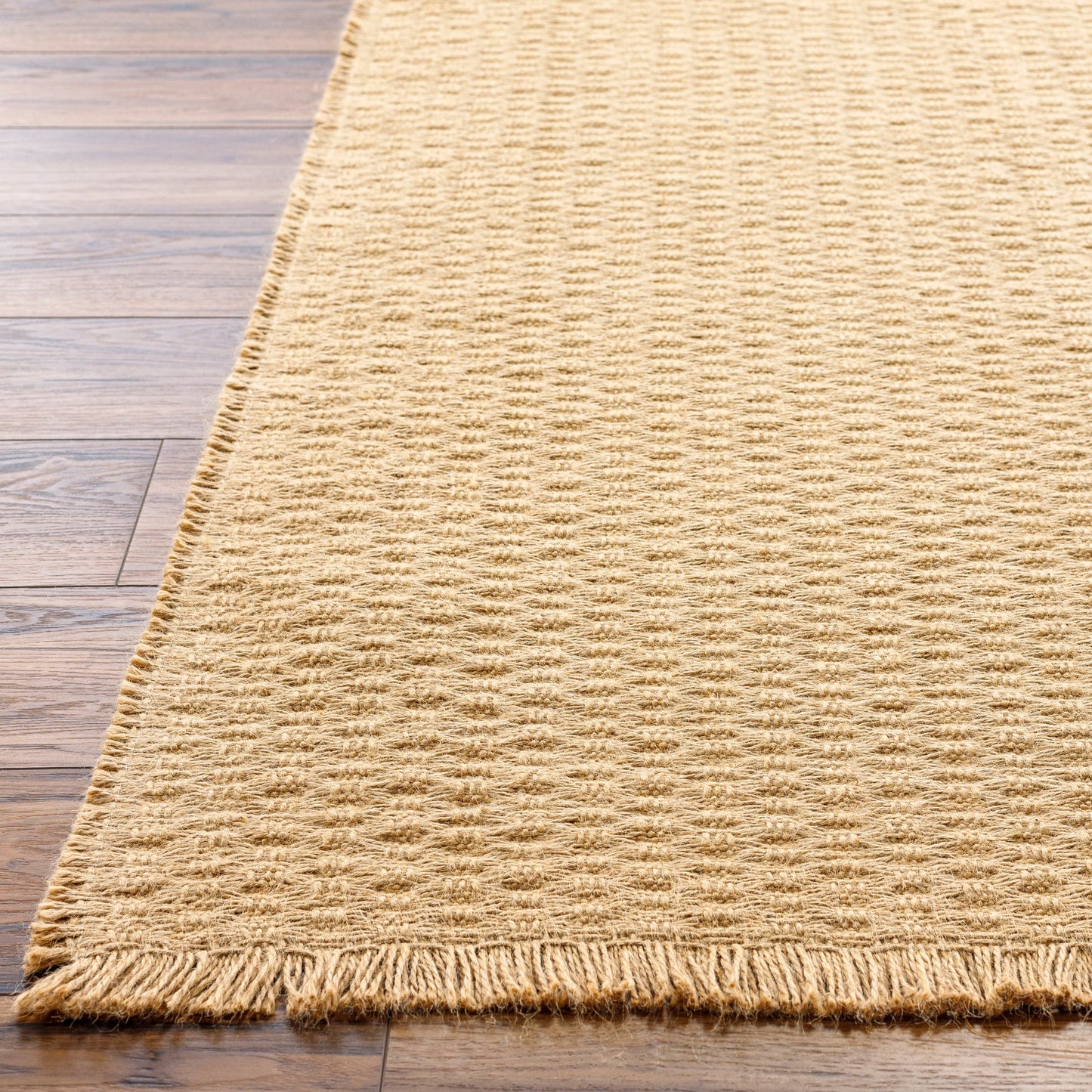 005 SI-2052447,SI-2052448,SI-2052450,SI-2052451 | Closeup | Kimi Rug - 490475 by Becki Owens x Livabliss in light brown. Made from face: 100% jute, warp: 100% jute in a unique style.
