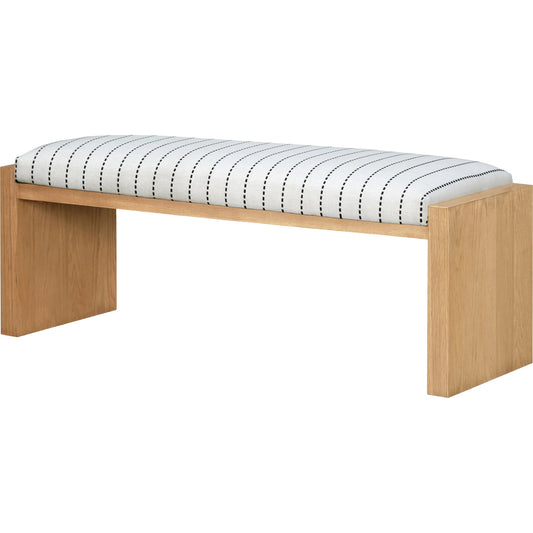 Kapri Bench by Becki Owens x Livabliss in tan and stained. Made from ash wood veneer, rubber wood in a transitional style.