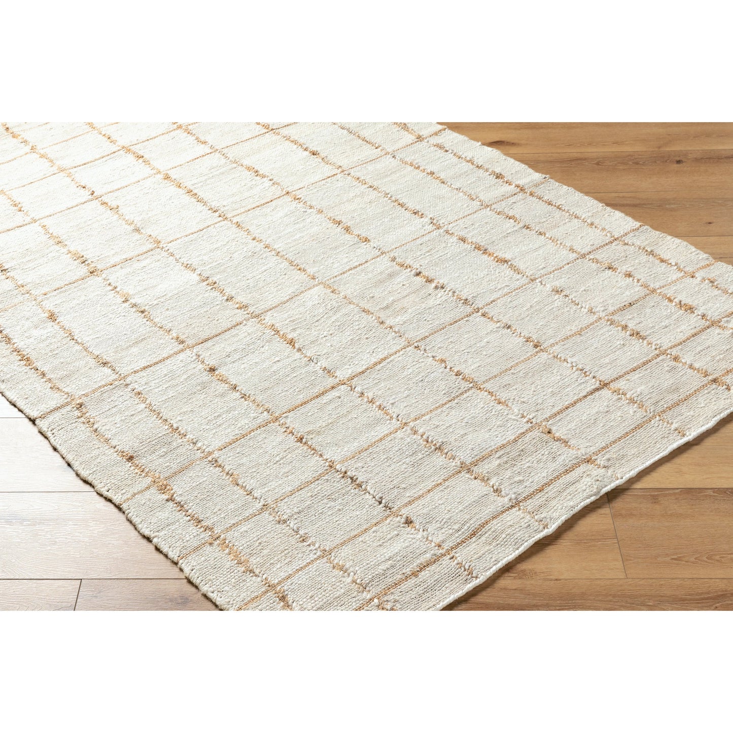 002 SI-2167794,SI-2167795,SI-2167796,SI-2167797 | Closeup | Kamey Rug - 496921 by Becki Owens x Livabliss in ivory, sandstone, wheat. Made from jute in a unique style.