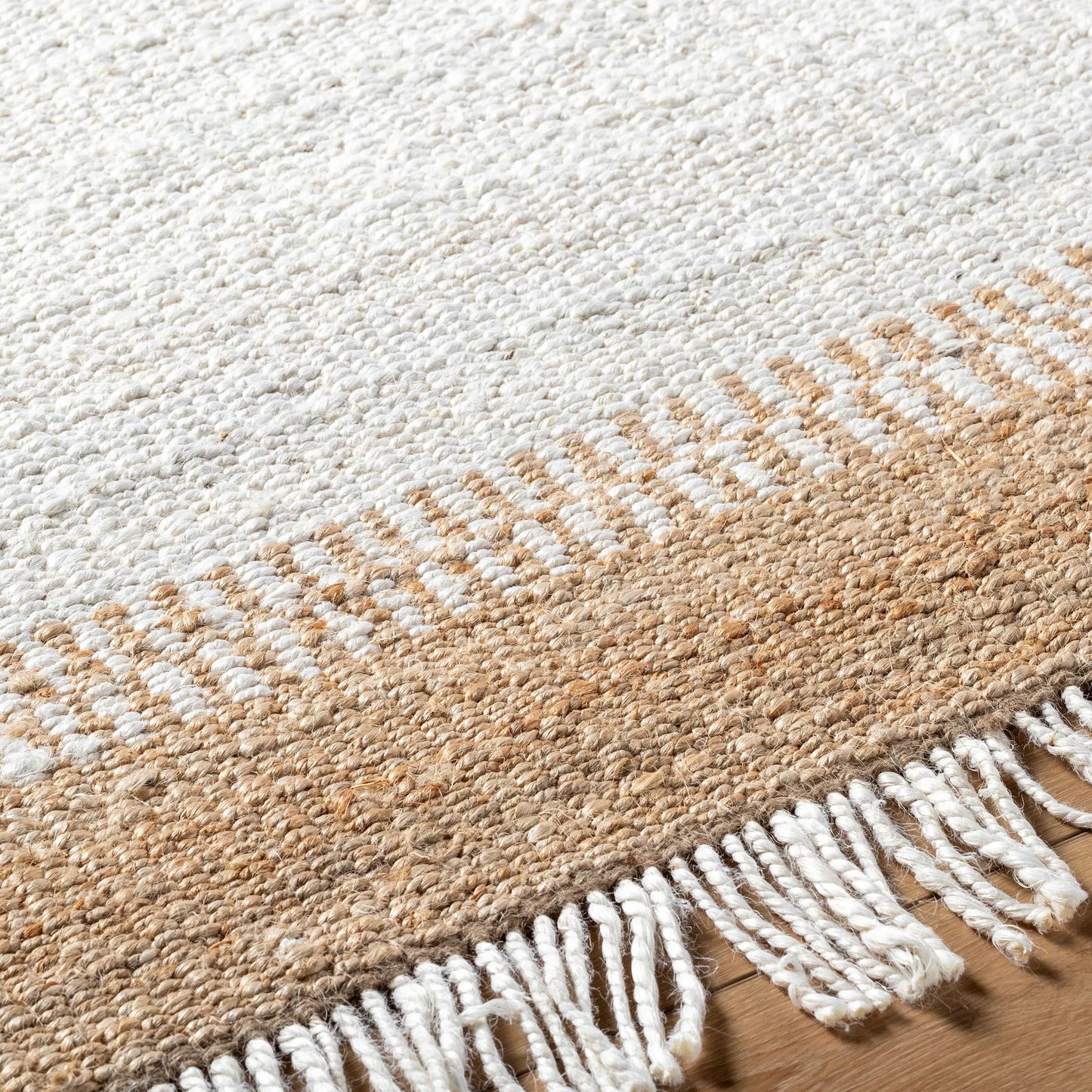 006 SI-2132135,SI-2132136,SI-2132137,SI-2132138 | Closeup | Kamey Rug - 496935 by Becki Owens x Livabliss in ivory, tan. Made from face: 100% jute, warp: 100% jute in a unique style.