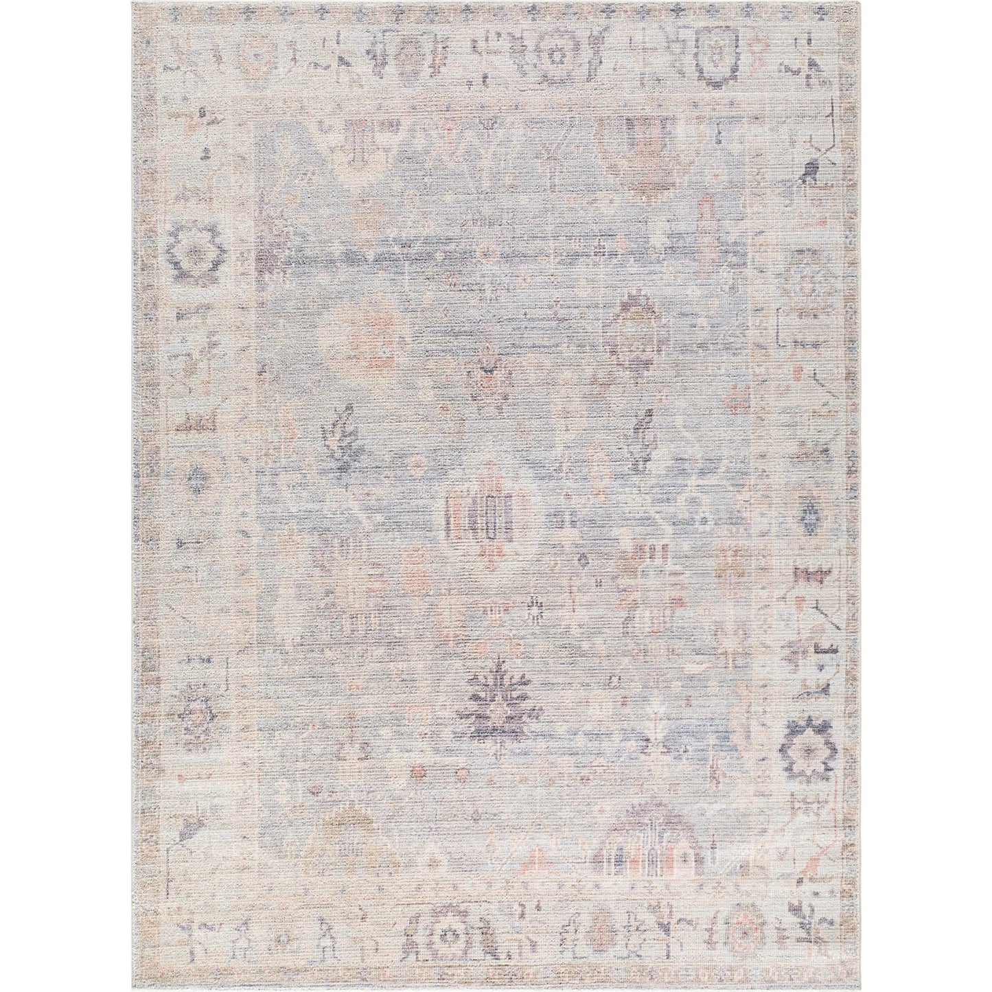 001 SI-2052361,SI-2052362,SI-2052364,SI-2052365,SI-2052366 | Primary Silo | Marlene Rug - 490088 by Becki Owens x Livabliss in pale blue, dusty sage, medium gray, charcoal, mauve, dusty coral. Made from face: 100% polyester, warp: 100% cotton in a unique s