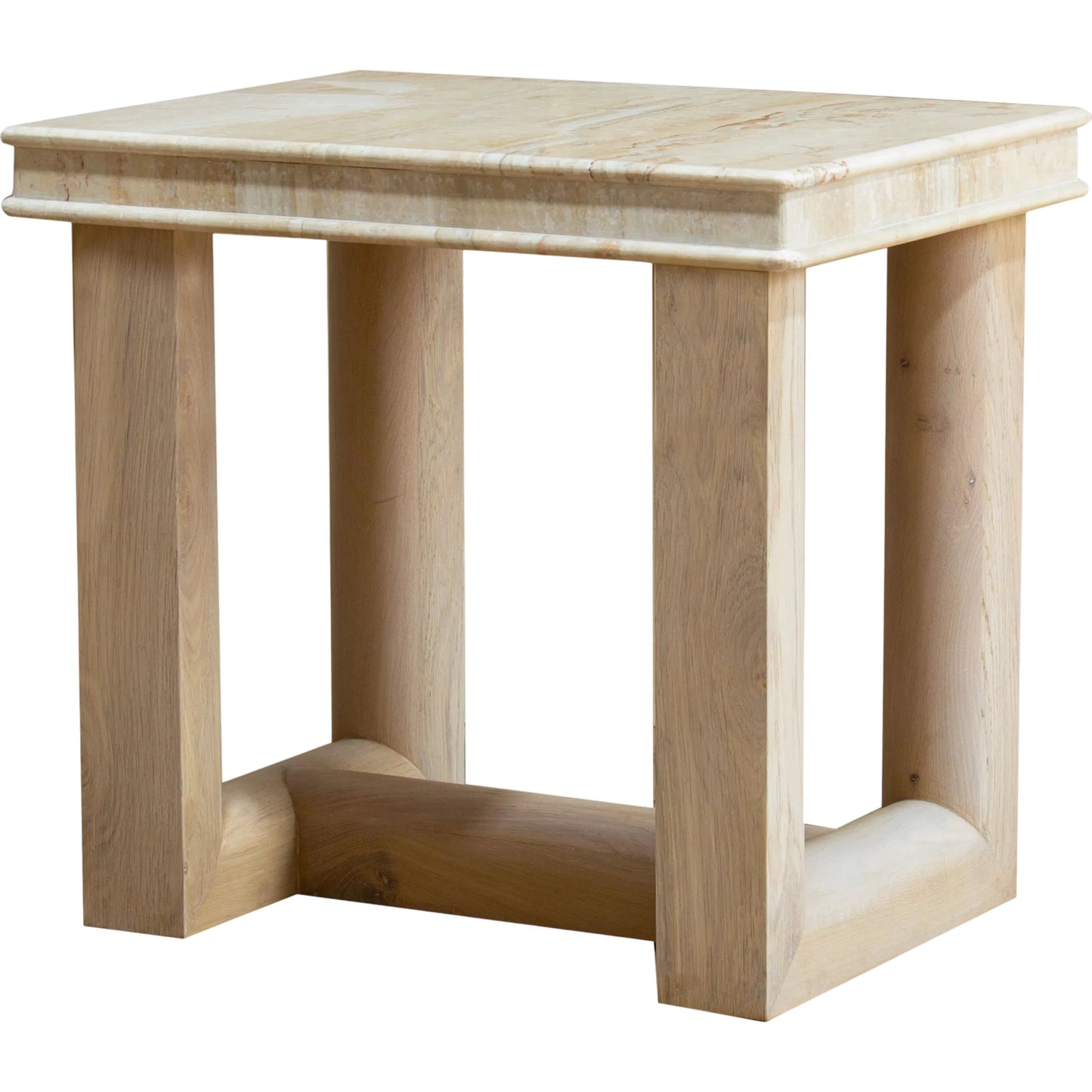 001 SI-2379508 | Primary Silo | Mayson End Table by Becki Owens x Surya in cream, brown and polished, lacquered. Made from marble, oak in a transitional style.