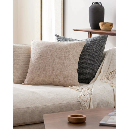 Mindy Pillow - 496173 by Becki Owens x Livabliss in pearl, natural, off-white. Made from front: 60% cotton, 28% jute, 12% viscose, back: 60% cotton in a modern style.