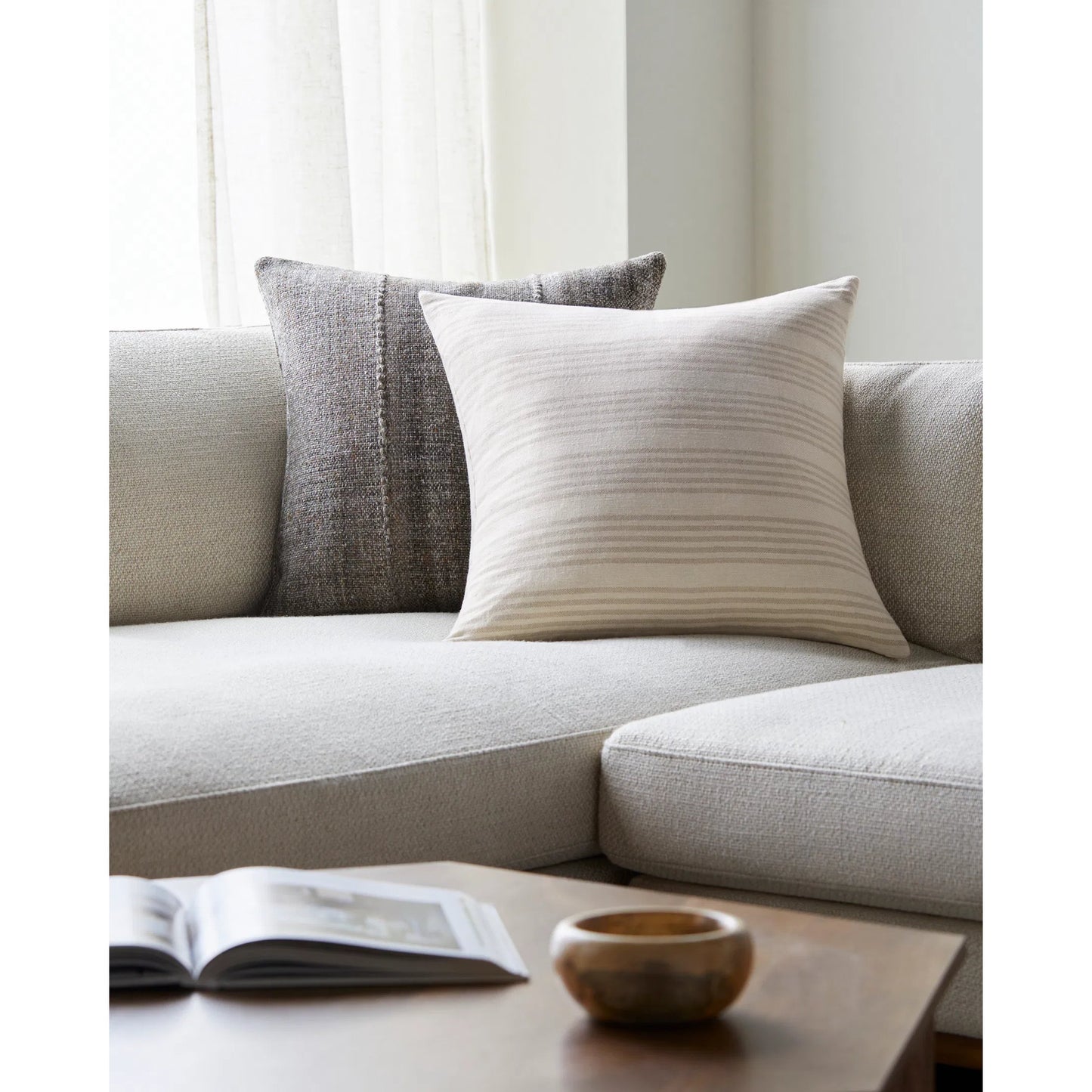 002 SI-2132088,SI-2132089 | Lifestyle | Mindy Pillow - 496178 by Becki Owens x Livabliss in off-white, pearl, ivory. Made from front: 100% linen, back: 100% linen in a modern style.