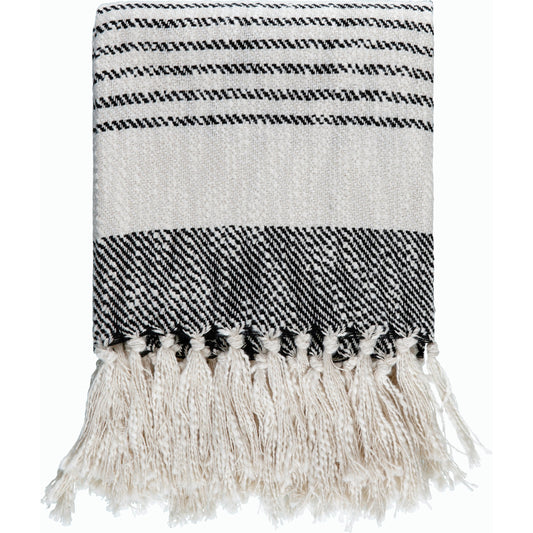 Prolo Throw- 496285 by Becki Owens x Livabliss in light beige, black. Made from cotton, acrylic, polyester in a cottage & farmhouse style.