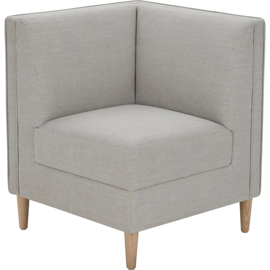 Stinson Dining Chair by Becki Owens x Surya in light gray. Made from polyester, linen, ash wood, foam in a transitional style.