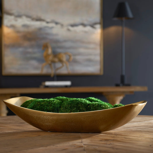 Venice Moss Centerpiece by Uttermost in brass. Made from aluminum, foam in a modern style.