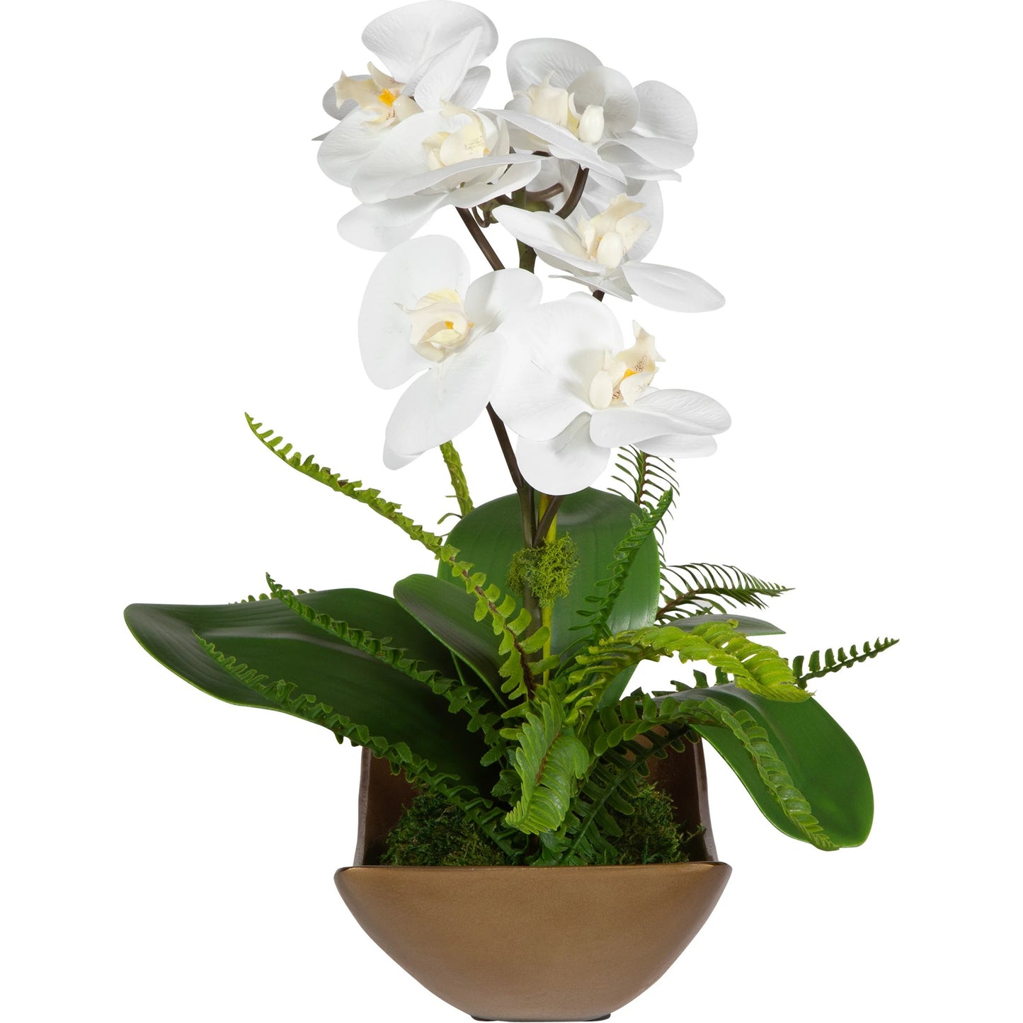 003 SI-2108130 | Primary Silo | Transcend Orchid Centerpiece by Uttermost in brass. Made from poly silk, latex, aluminum, foam in a modern style.