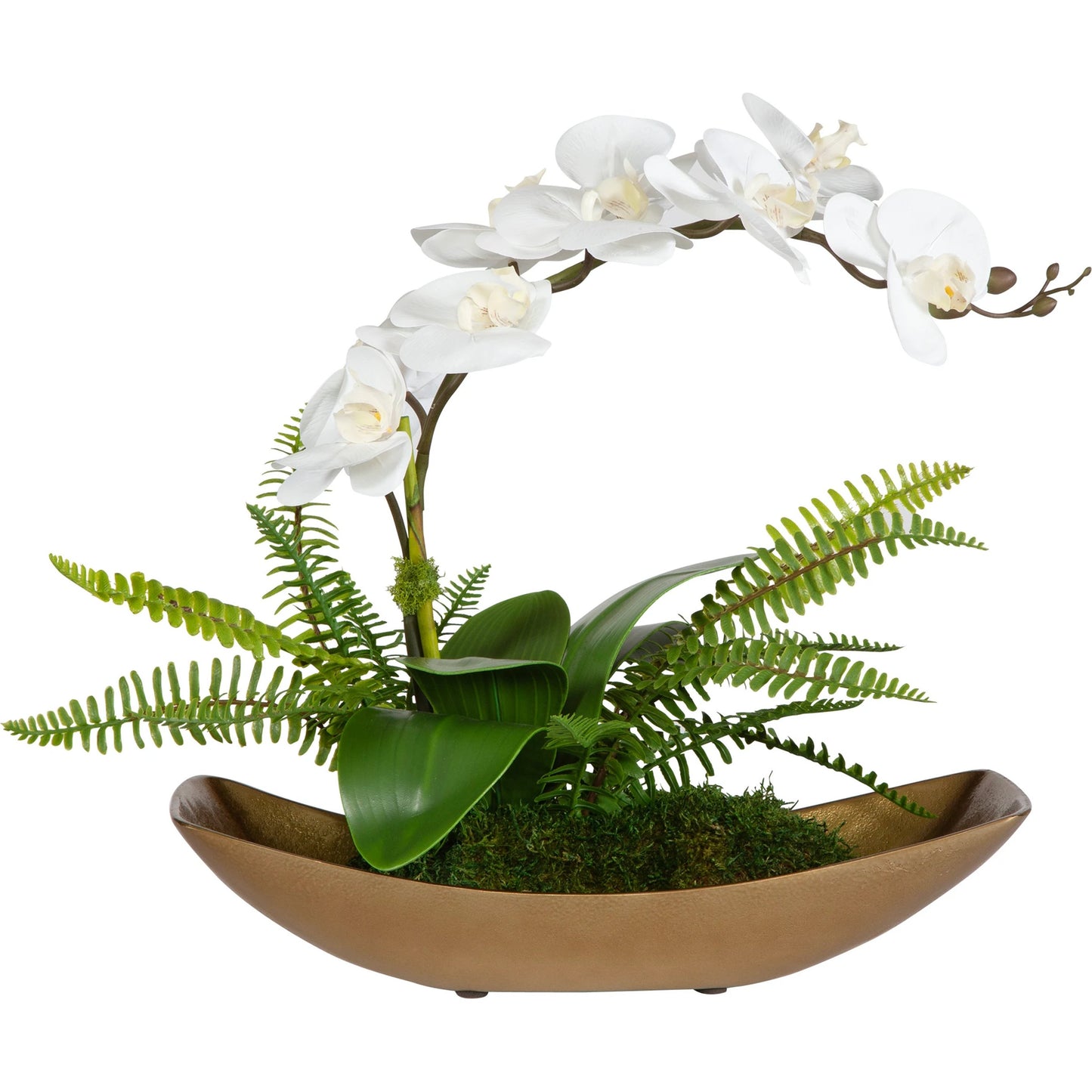 001 SI-2108130 | Primary Silo | Transcend Orchid Centerpiece by Uttermost in brass. Made from poly silk, latex, aluminum, foam in a modern style.
