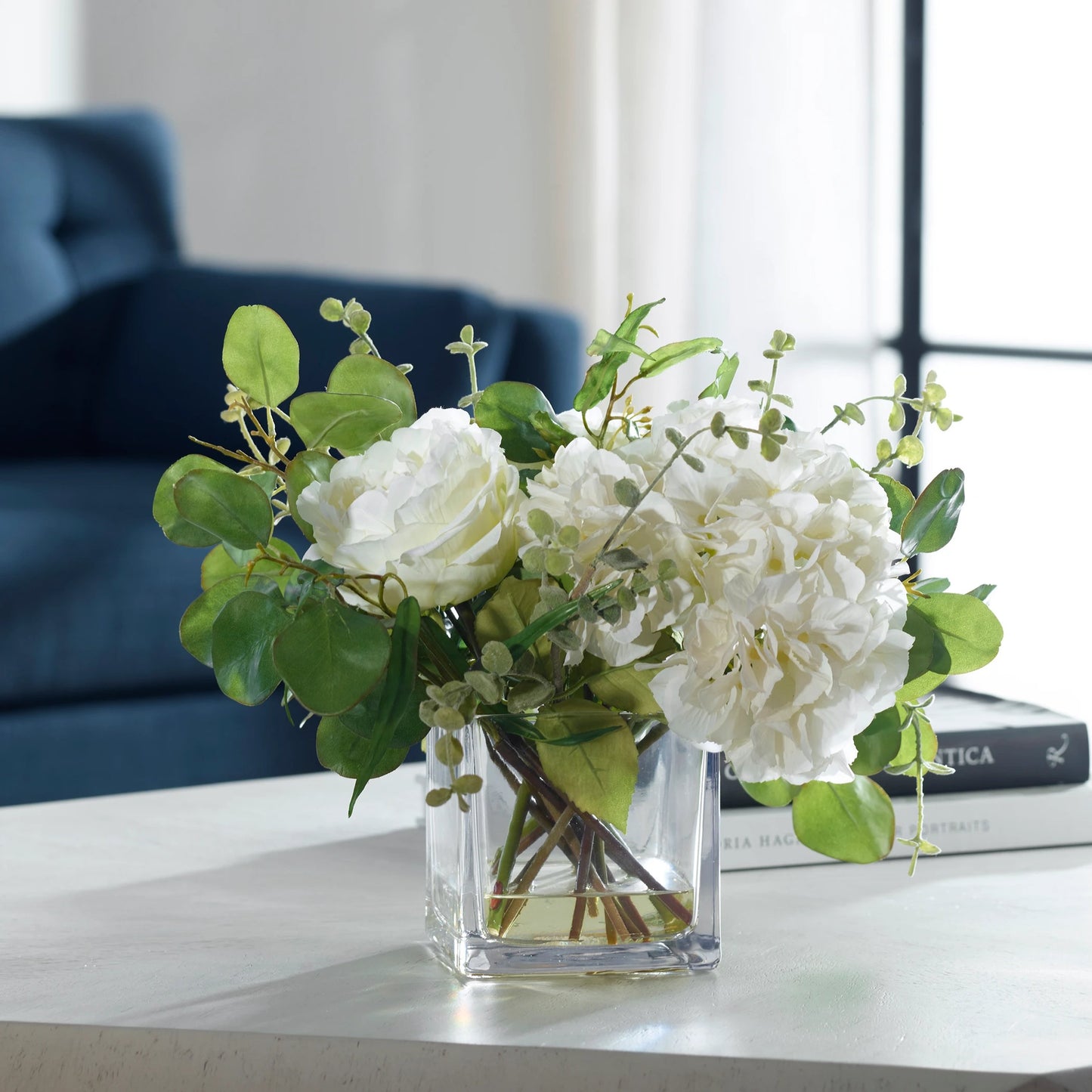 003 SI-2146908 | Closeup | Rosewood Garden Bouquet by Uttermost. Made from polyester, plastic, iron, glass, glue in a modern style.