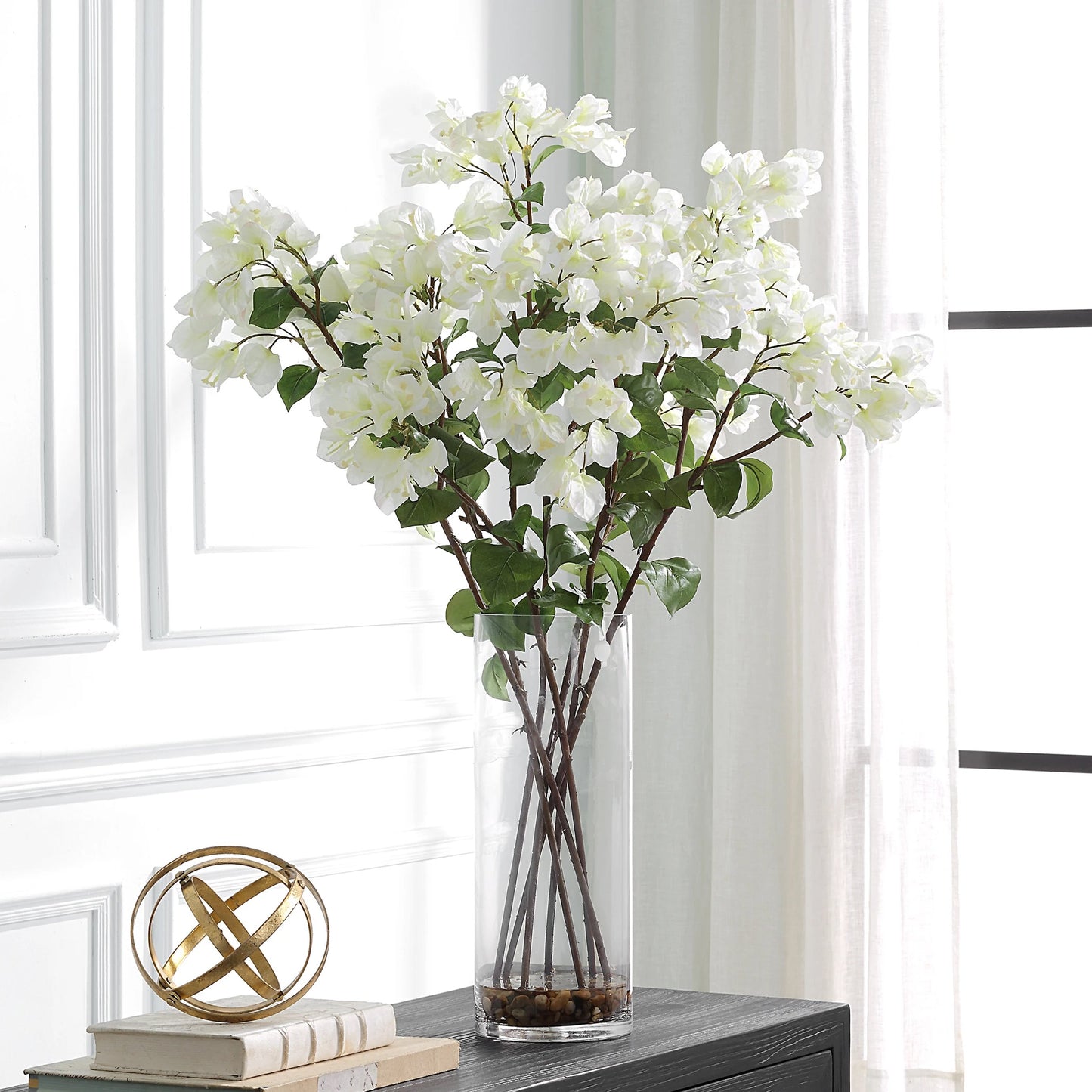 004 SI-2146910 | Lifestyle | Antiparos Bougainvillea Centerpiece by Uttermost. Made from polyester plastic metal wire glass in a modern style.