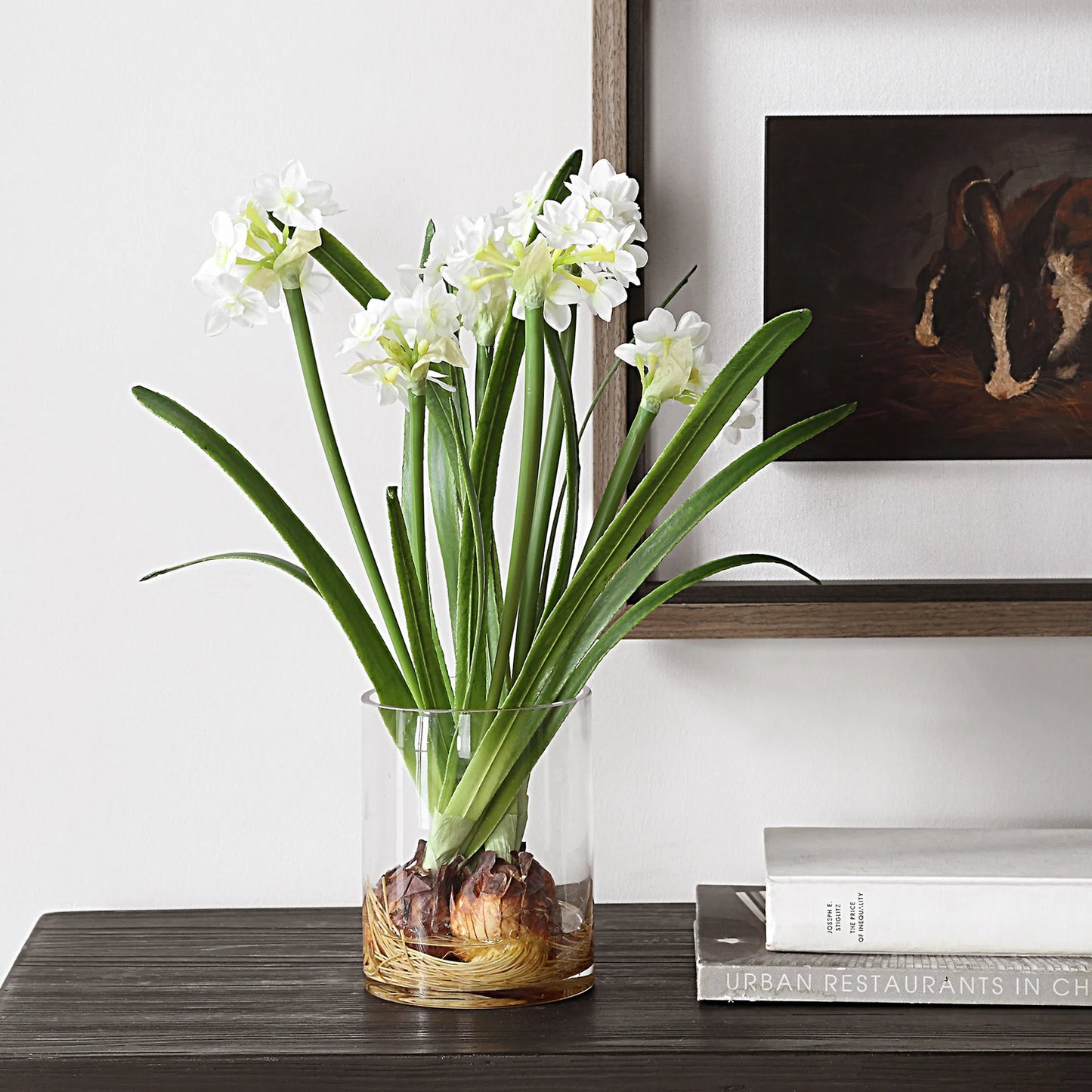 003 SI-2295381 | Lifestyle | Lacey Daffodil Accent Arrangement by Uttermost. Made from polyester, plastic, polyfoam, glass in a transitional style.
