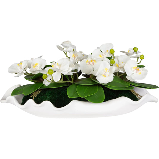 Opulence Orchid Centerpiece with Bowl by Uttermost in white. Made from ceramic, fabric, latex, foam, wire in a transitional style.