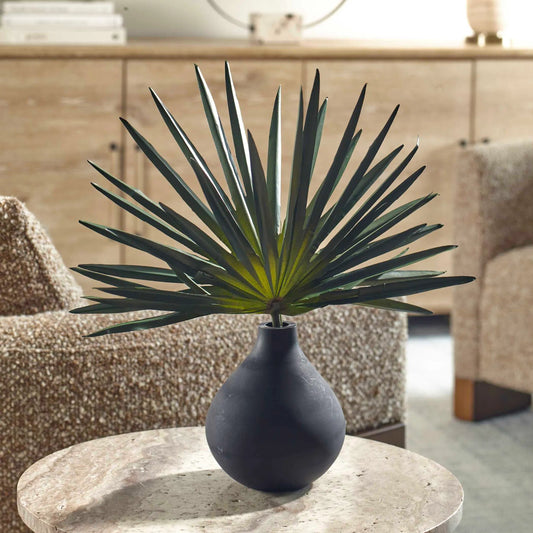 Axis Palm Accent & Vase by Uttermost in black, green and black. Made from polysilk, ceramic, foam in a unique style.