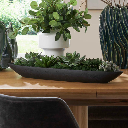Verde Succulent Centerpiece in Bowl by Uttermost in black, green. Made from latex, resin, foam in a unique style.