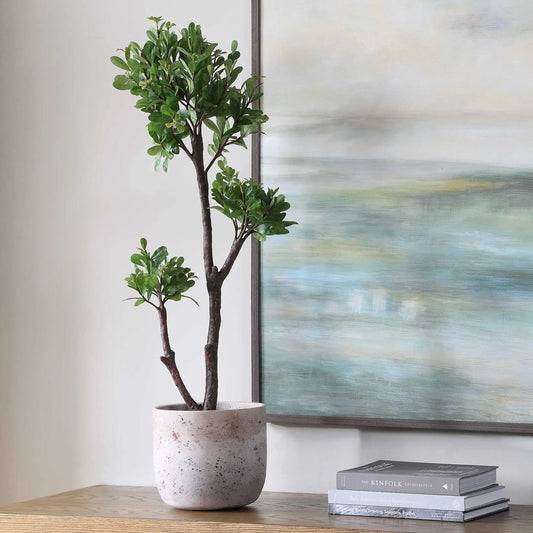 Arbor Strawberry Tree by Uttermost in brown, green and green. Made from polyester, plastic, polyfoam, cement in a unique style.