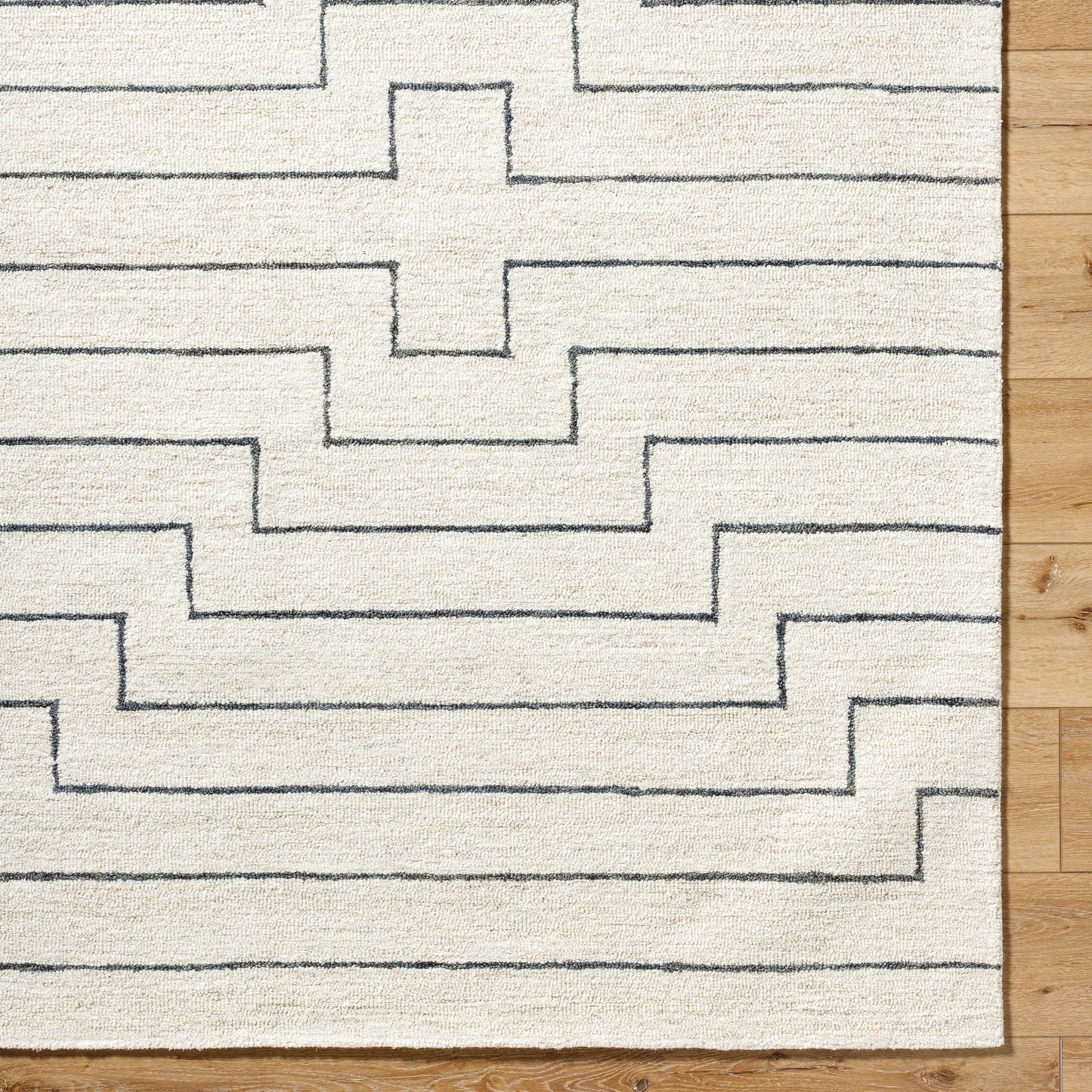 006 SI-2168072,SI-2168073,SI-2168074 | Closeup | Bournemouth BOT-2309 Rug by Livabliss in ivory, charcoal. Made from wool in a unique style.