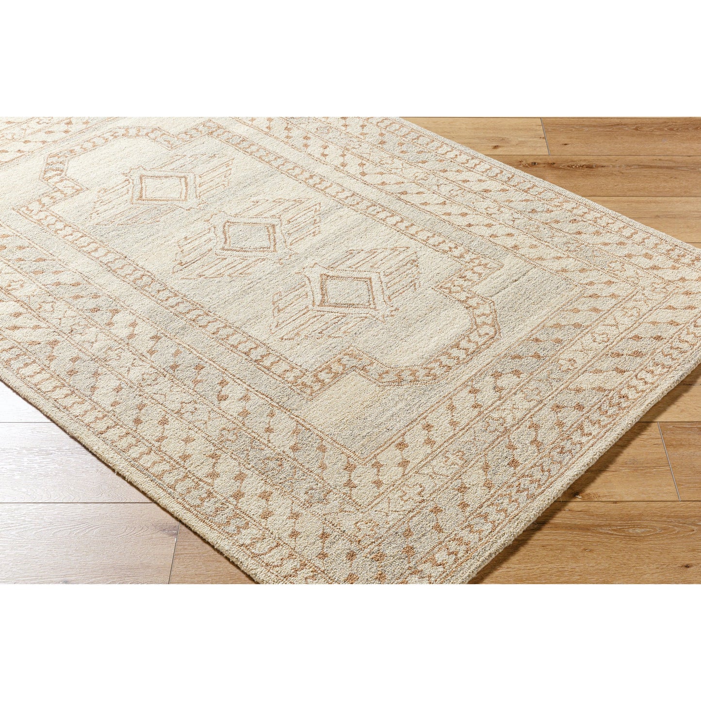002 SI-2168090,SI-2168091,SI-2168092 | Closeup | Bournemouth Rug - 531120 by Livabliss in natural, pearl, khaki, prairie dust. Made from wool in a unique style.