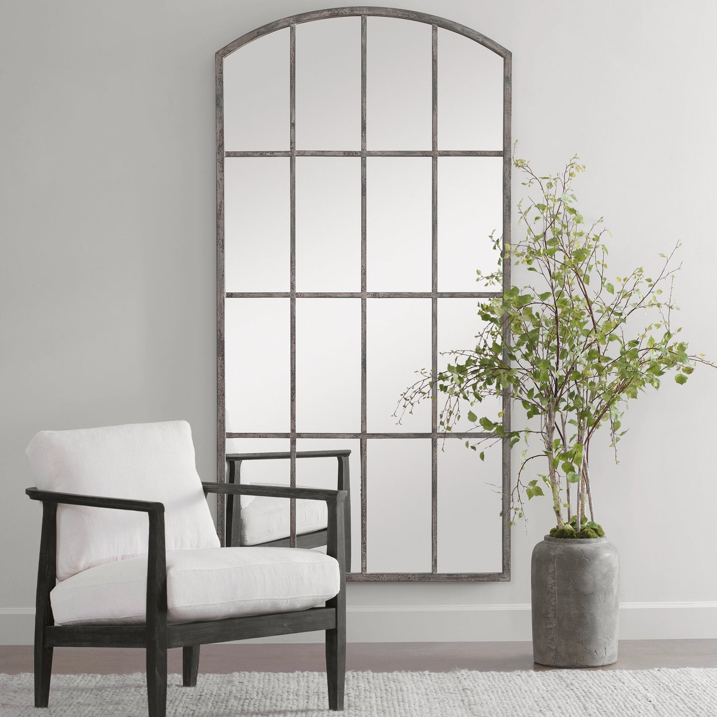 005 SR-389110 | Lifestyle | Aldis Potted River Birch by Uttermost. Made from polyester, plastic, iron, vase in a modern style.