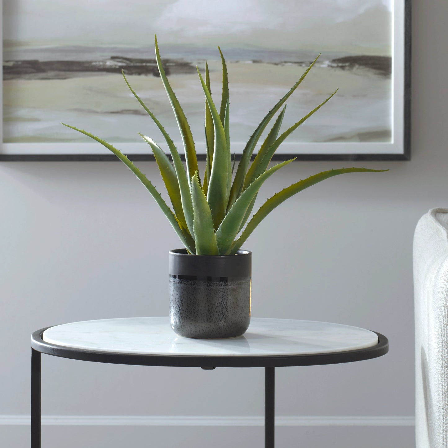 002 SI-2108127 | Lifestyle | Tucson Aloe Planter by Uttermost in matte, gloss glaze. Made from latex, ceramic, foam in a modern style.