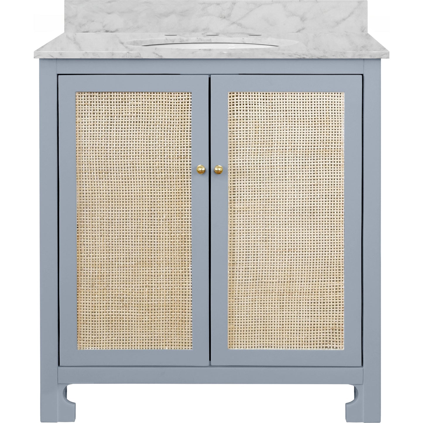 005 SI-2106301 | Additional Silo | Boyd Bath Vanity by Worlds Away. Made from hardwood solids, mdf, caning, metal, carrara marble, porcelain in a coastal style.