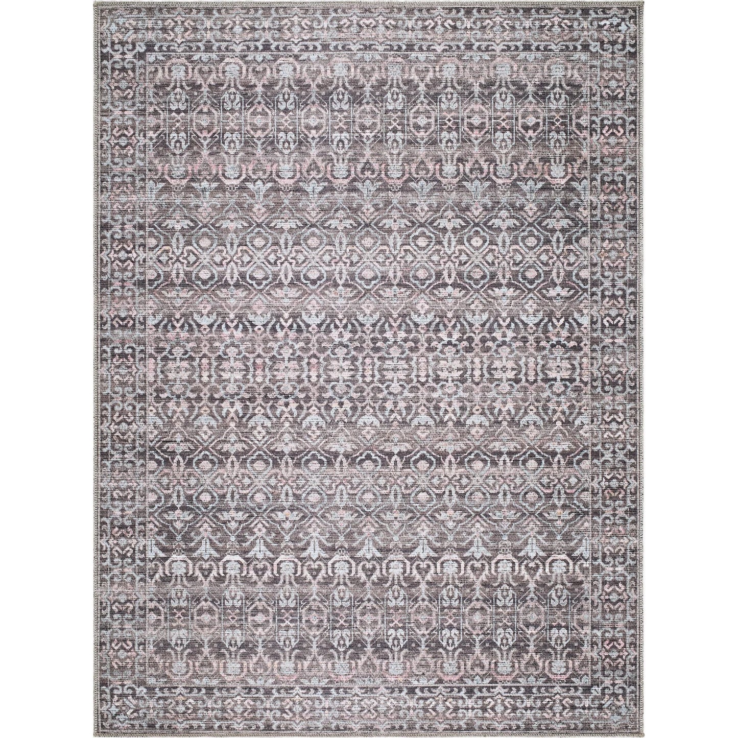 000 SI-2632452,SI-2632454,SI-2632455,SI-2632457 | Primary Silo | Zafira BOZF-2301 Rug by Becki Owens x Livabliss in slate gray, dusty rose, ivory, charcoal, soft taupe. Made from polyester in a unique style.