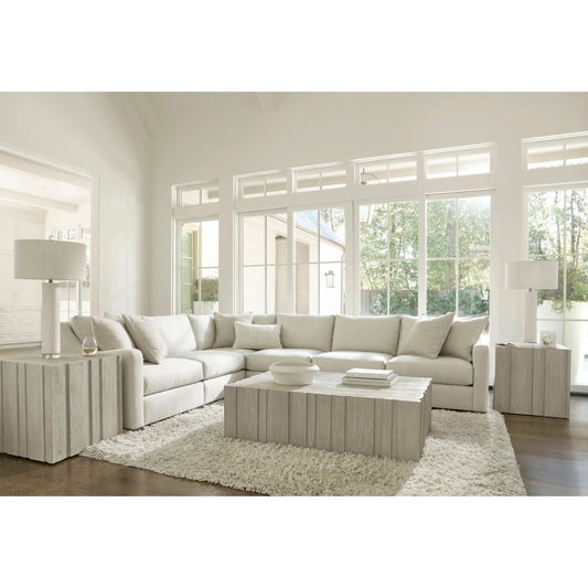 Tempo Side Table by Bernhardt in beige. Made from wood in a unique style.