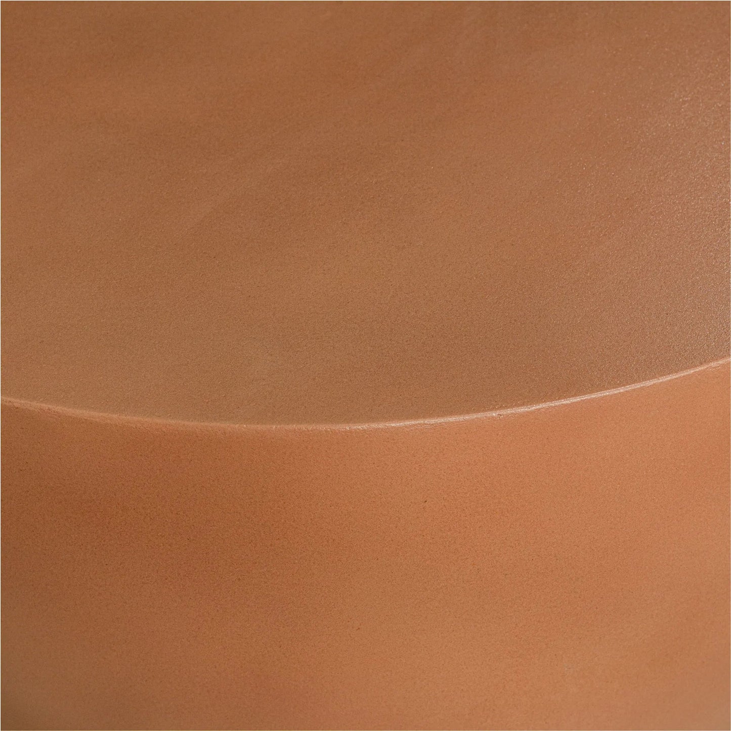 003 SI-2253784 | Closeup | Terracotta Minimal Drum Side Table by Moe's Home Collection in terracotta. Made from fiber reinforced natural concrete in a unique style.