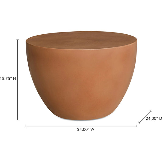 Terracotta Minimal Drum Side Table by Moe's Home Collection in terracotta. Made from fiber reinforced natural concrete in a unique style.
