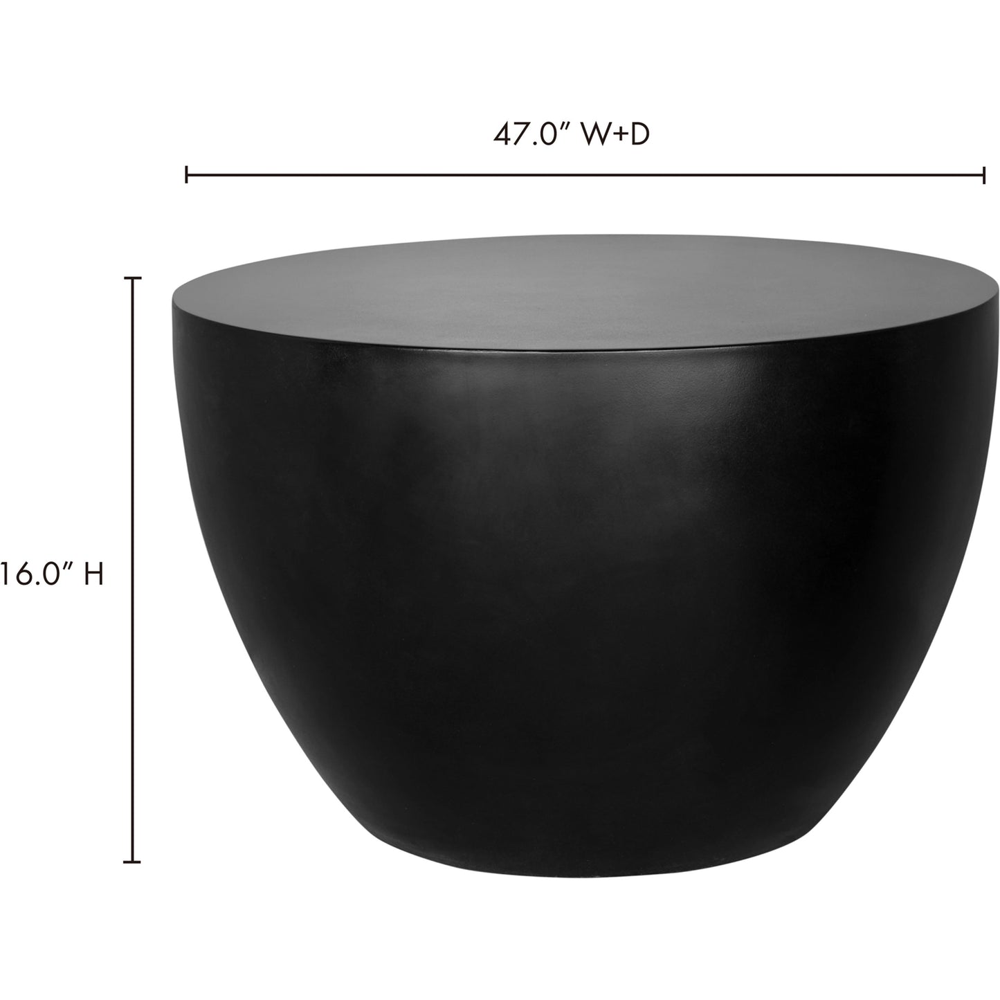 004 SI-1771714 | Lifestyle | Black Minimal Drum Coffee Table by Moe's Home Collection in black. Made from fiber reinforced natural concrete in a unique style.