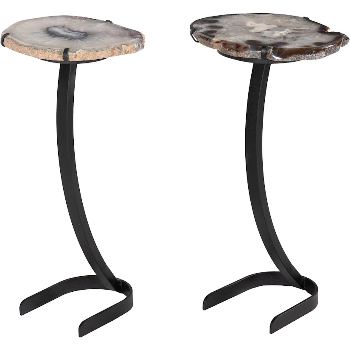 003 SI-2299644 | Additional Silo | Agate Side Table Horseshoe Base by Phillips Collection in white, assorted and natural. Made from stone, agate metal in a eclectic & global style.