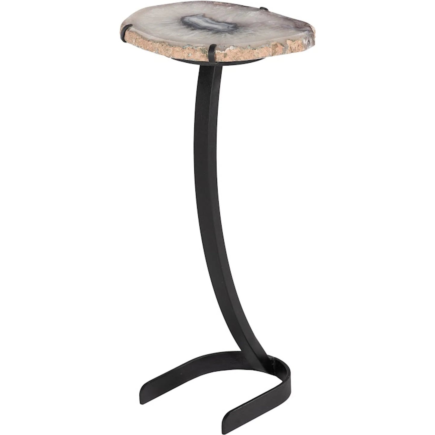 001 SI-2299644 | Primary Silo | Agate Side Table Horseshoe Base by Phillips Collection in white, assorted and natural. Made from stone, agate metal in a eclectic & global style.