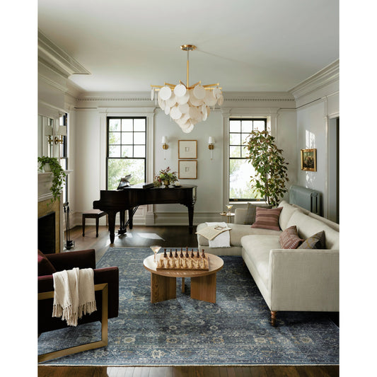 Bradbury BRU-03 Rug by Jean Stoffer x Loloi in ocean, gold. Made from 68% polypropylene l 32% polyester pile in a unique style.