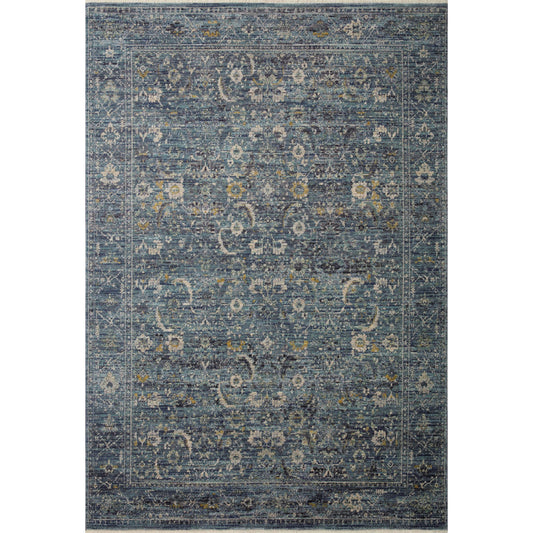 Bradbury BRU-03 Rug by Jean Stoffer x Loloi in ocean, gold. Made from 68% polypropylene l 32% polyester pile in a unique style.