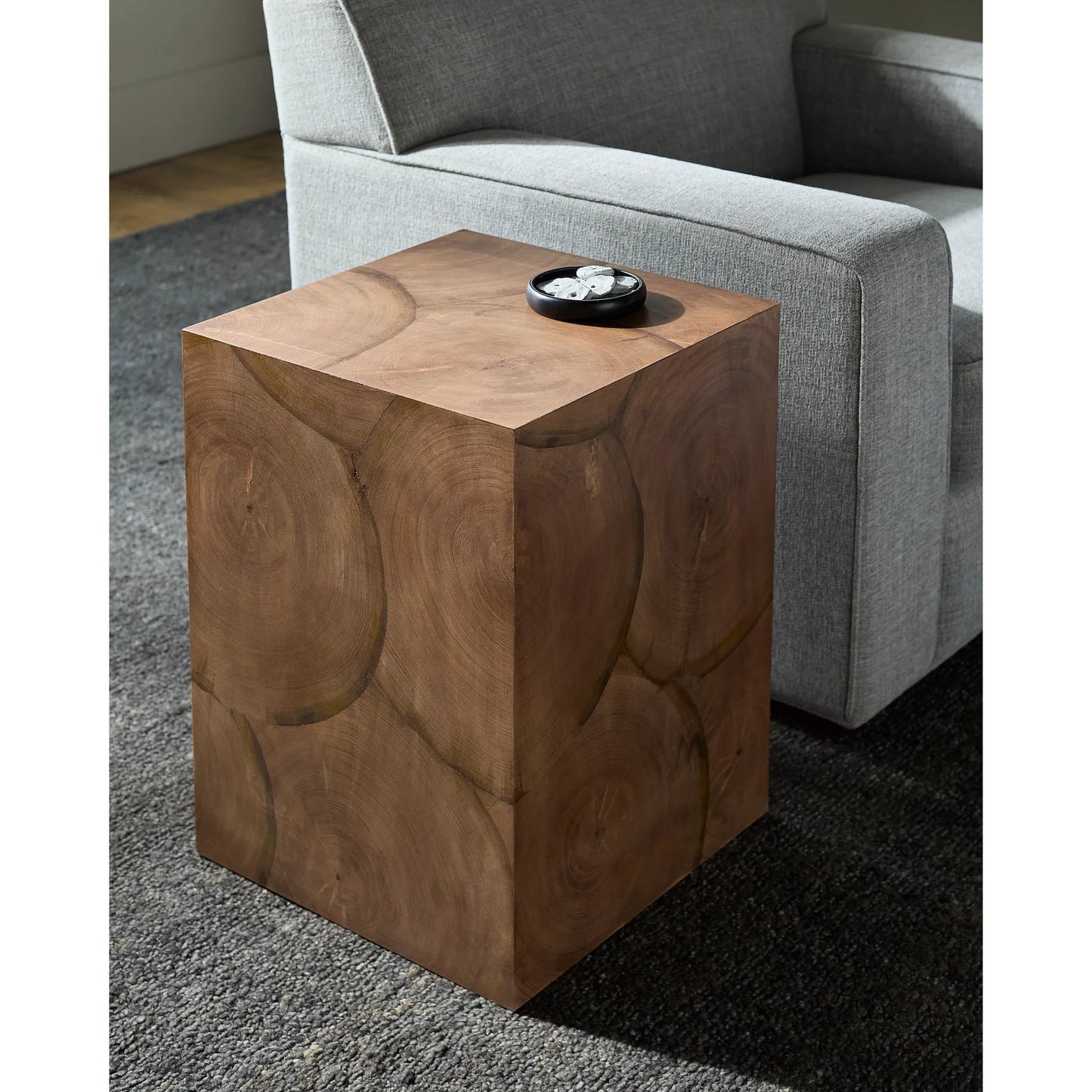 002 SI-2258148 | Lifestyle | Brax Square End Table by Surya in brown. Made from acacia, mango wood in a traditional style.