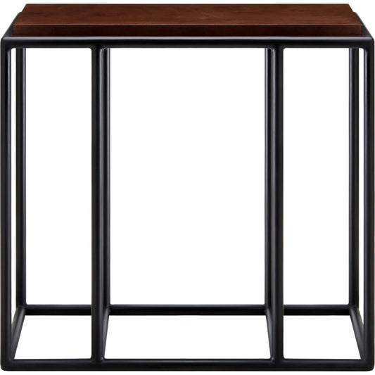 002 SI-2244546 | Primary Silo | Brax End Table by Surya in black, brown. Made from acacia, iron in a traditional style.