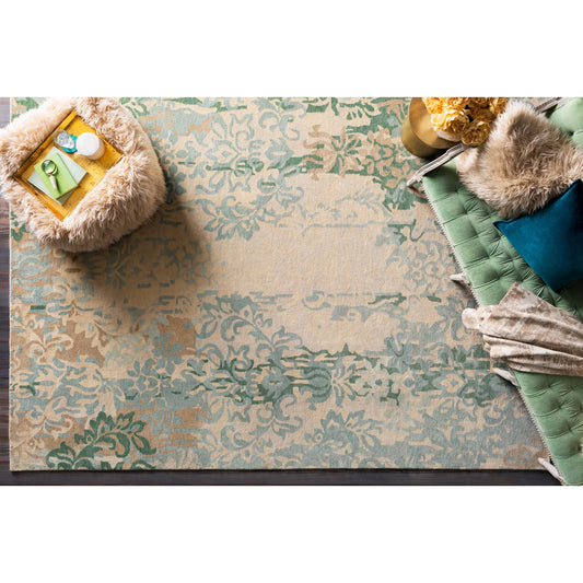 BRC-1012 Rug by Surya in light sage, seafoam, beige, medium gray, light beige. Made from 100% new zealand wool in a unique style.