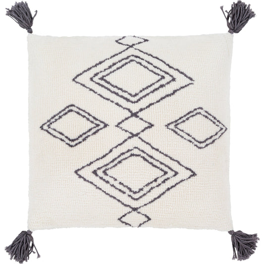 001 S-346864,S-346865,SI-1845349,SI-1845350,SI-1845351,SI-1845352 | Primary Silo | Braith Pillow - 23034 by Surya in cream, charcoal. Made from 100% polyester, 100% cotton in a rustic style.