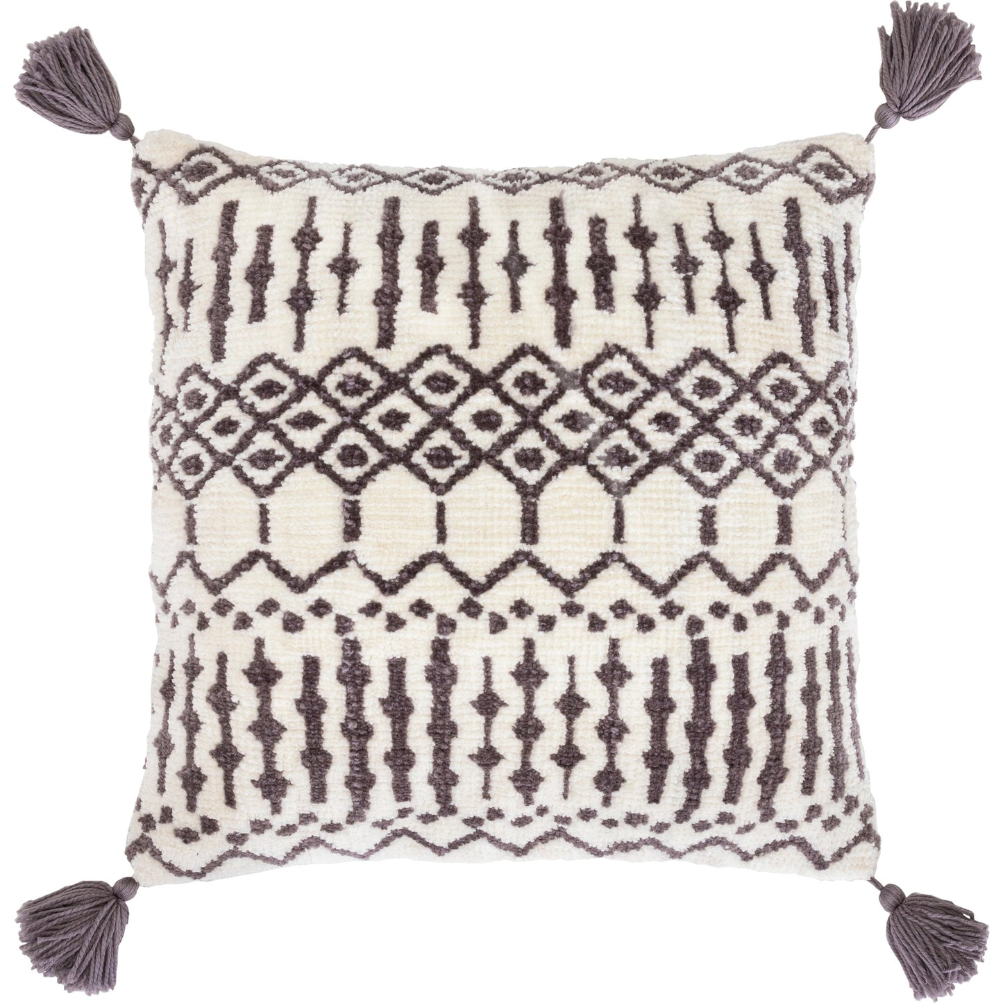 001 SI-1878104,SI-1878105,SI-1878108,SI-1878109 | Additional Silo | Braith Pillow - 32712 by Surya in charcoal, light beige. Made from 100% polyester, 100% cotton in a eclectic & global style.