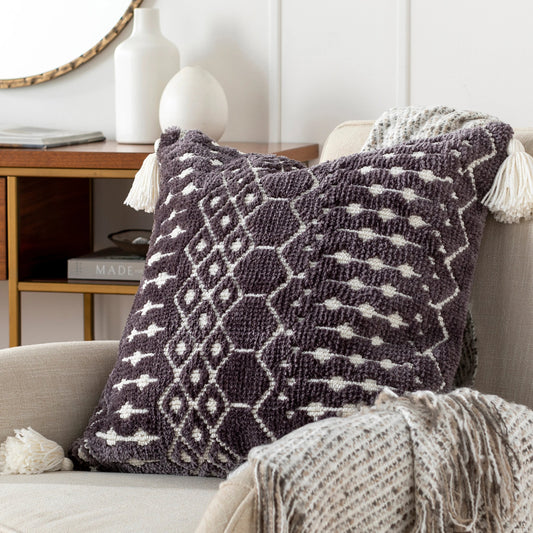 Braith Pillow - 26727 by Surya in gray, cream. Made from 100% polyester, 100% cotton in a eclectic & global style.