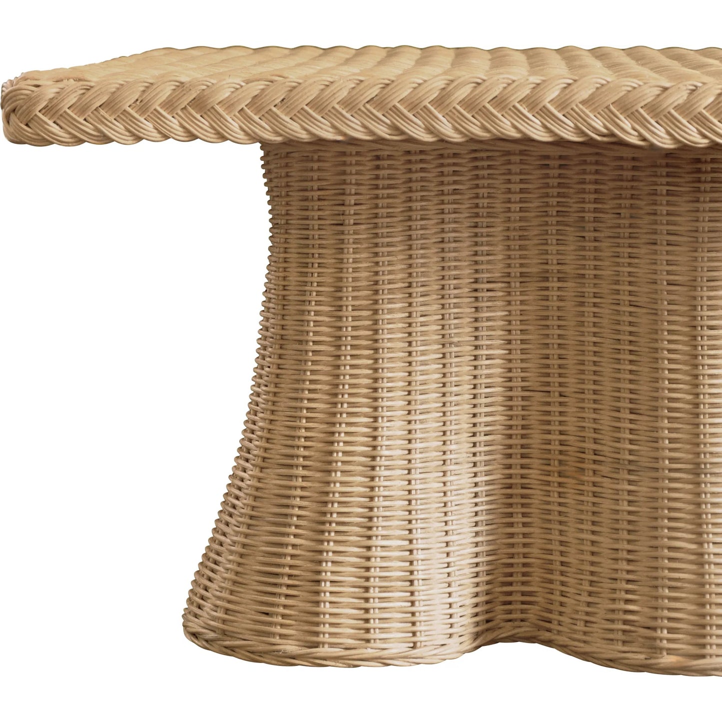 004 SI-2441097 | Closeup | Britney Rectangular Coffee Table by Worlds Away in natural. Made from wicker, rattan in a rustic style.