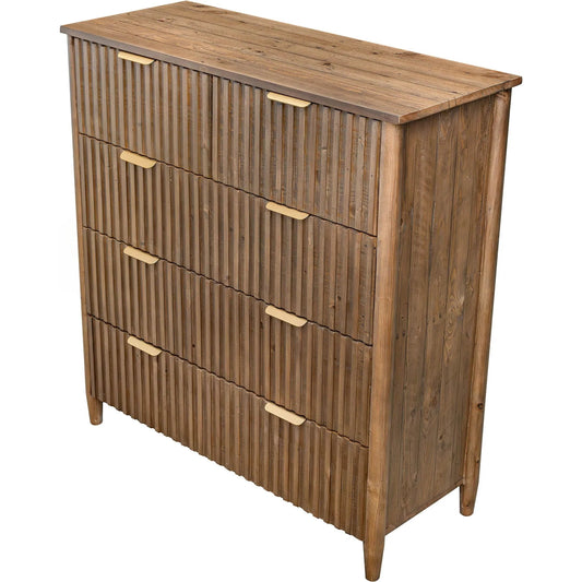 Britanica 5-Drawer Chest by LH Imports in brown and brown, brass. Made from reclaimed pine, brass in a transitional style.